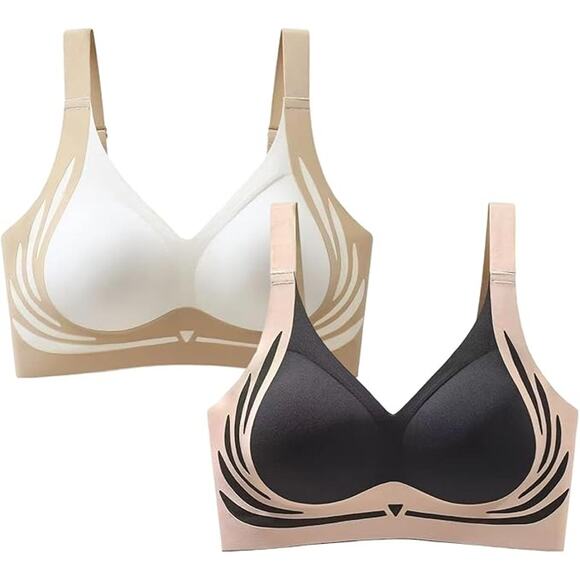 NWT ~ Set/ 2 Wireless Anti Sagging Powerful Push Up Bras ~ Women's Size 3XL - Picture 1 of 6